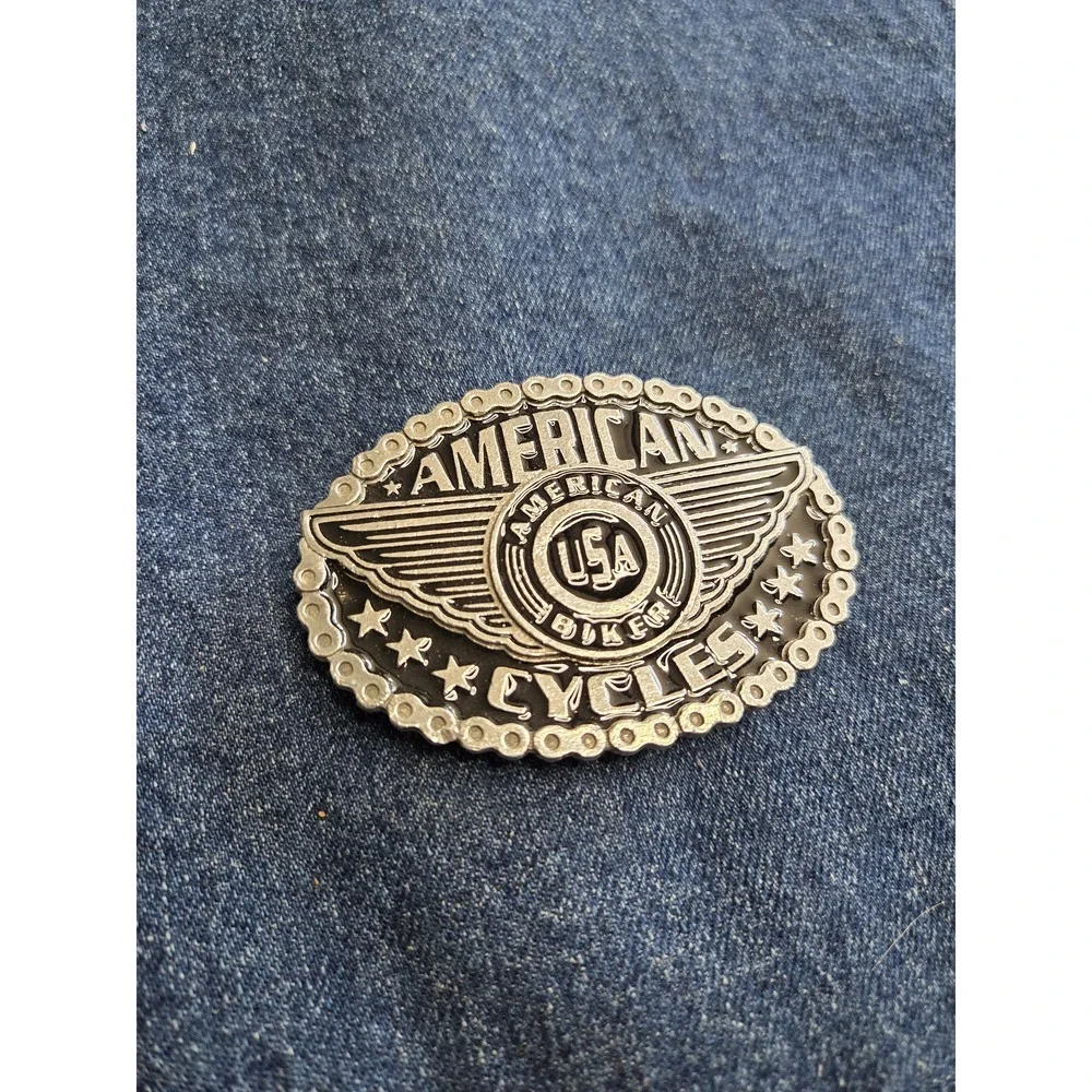 American Cycles USA Enamel Motorcycle Belt Buckle - Made in USA
